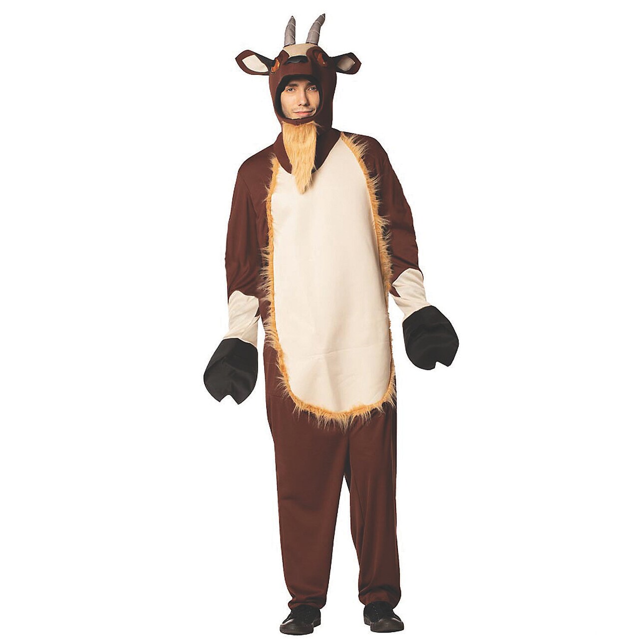 Goat Adult Costume Polyester Jumpsuit Foam Horns and Headpiece
